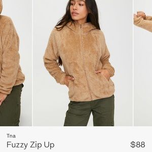 Aritzia TNA brand fuzzy zip up